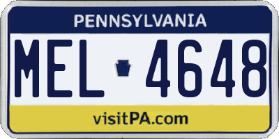 PA license plate MEL4648