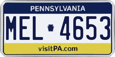 PA license plate MEL4653