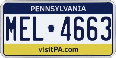 PA license plate MEL4663