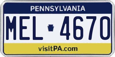 PA license plate MEL4670