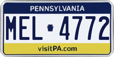 PA license plate MEL4772