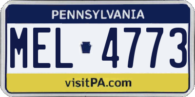 PA license plate MEL4773