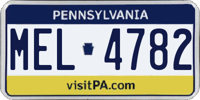 PA license plate MEL4782