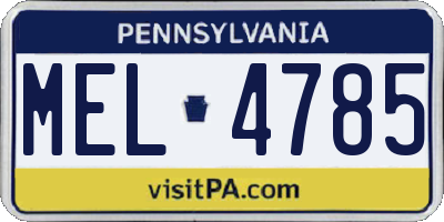 PA license plate MEL4785