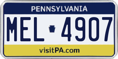 PA license plate MEL4907
