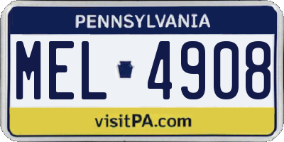 PA license plate MEL4908