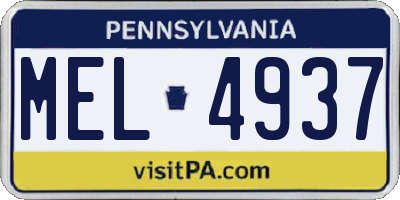 PA license plate MEL4937