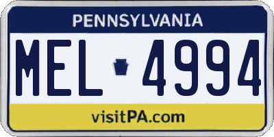 PA license plate MEL4994
