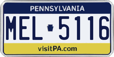 PA license plate MEL5116