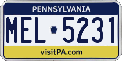 PA license plate MEL5231