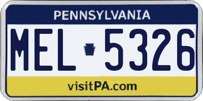 PA license plate MEL5326