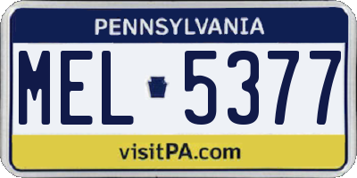 PA license plate MEL5377
