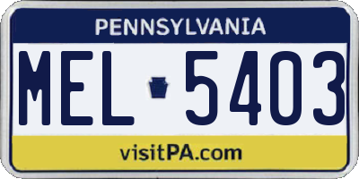 PA license plate MEL5403