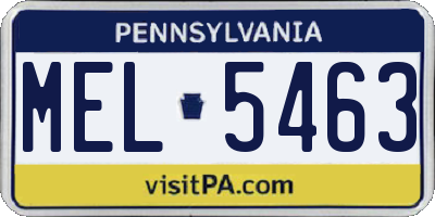 PA license plate MEL5463