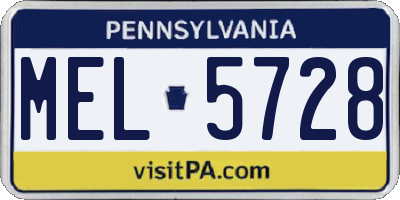 PA license plate MEL5728