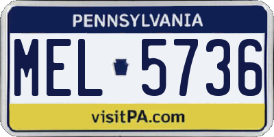 PA license plate MEL5736