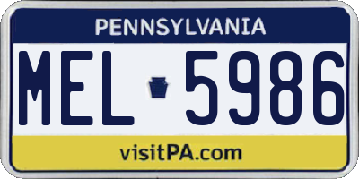 PA license plate MEL5986