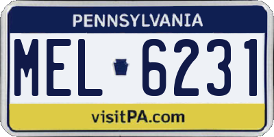 PA license plate MEL6231