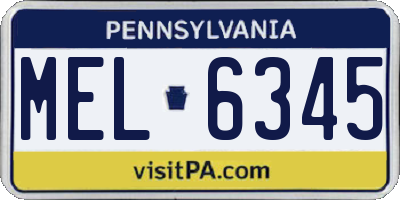 PA license plate MEL6345