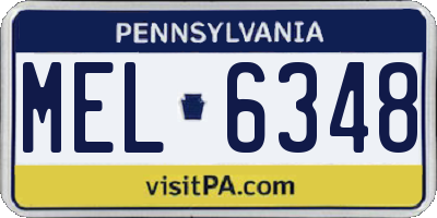 PA license plate MEL6348