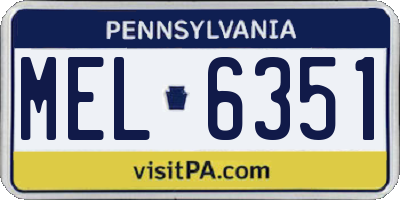 PA license plate MEL6351