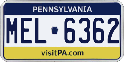 PA license plate MEL6362