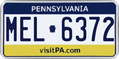 PA license plate MEL6372