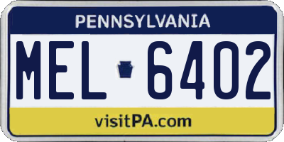 PA license plate MEL6402