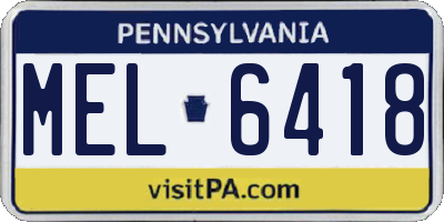 PA license plate MEL6418