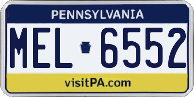PA license plate MEL6552