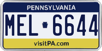PA license plate MEL6644