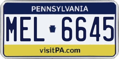 PA license plate MEL6645