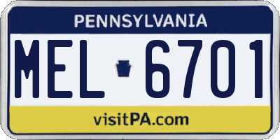 PA license plate MEL6701