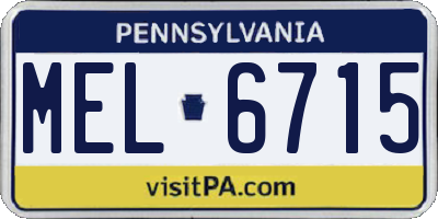 PA license plate MEL6715
