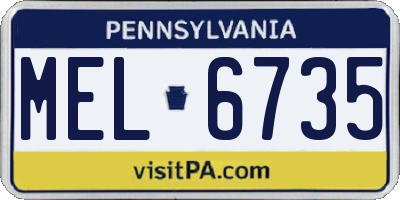 PA license plate MEL6735