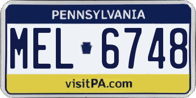 PA license plate MEL6748
