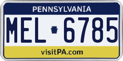 PA license plate MEL6785