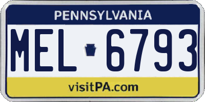 PA license plate MEL6793