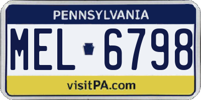 PA license plate MEL6798