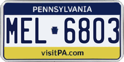 PA license plate MEL6803