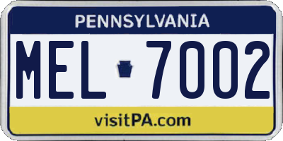 PA license plate MEL7002