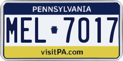 PA license plate MEL7017