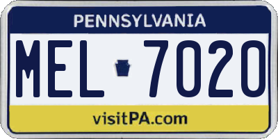PA license plate MEL7020