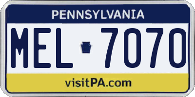 PA license plate MEL7070