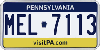 PA license plate MEL7113