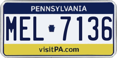 PA license plate MEL7136