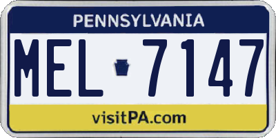 PA license plate MEL7147