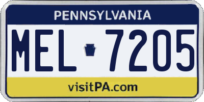 PA license plate MEL7205