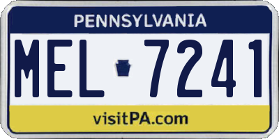 PA license plate MEL7241