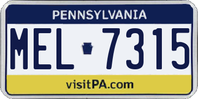 PA license plate MEL7315